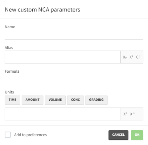 Custom Nca Parameters - Pkanalix